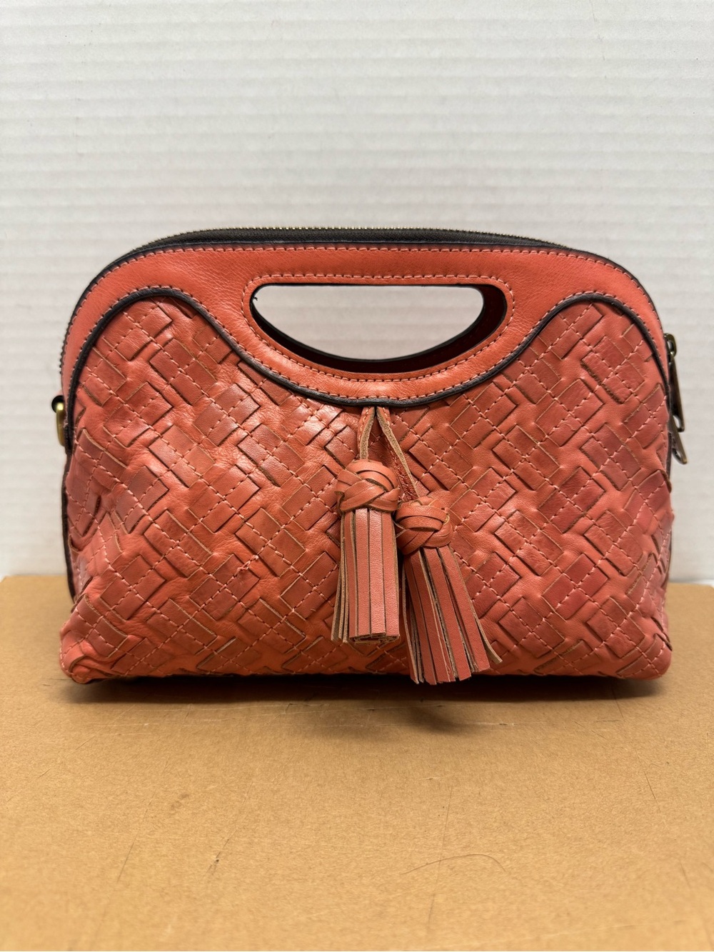 Patricia Nash Sora Braided Stitch Leather Cutout Satchel